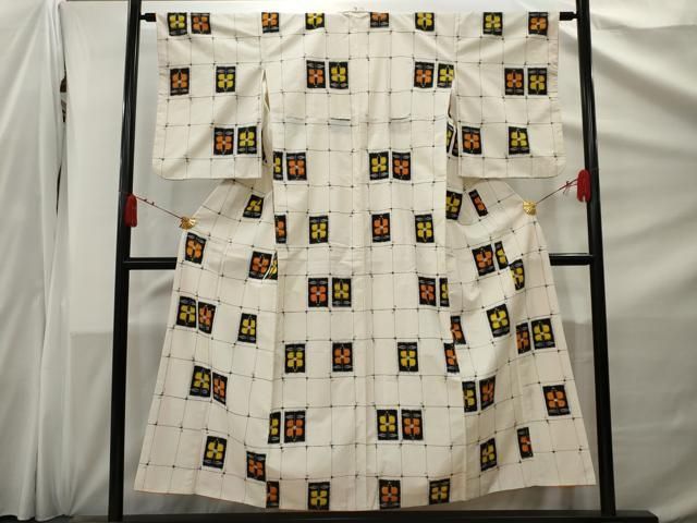 平和屋着物□上質な紬 格子花文 正絹 逸品 AABC1981nf - メルカリ
