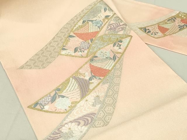 平和屋着物◎九寸名古屋帯 唐織 葛帯 吉祥花文 金銀糸 正絹 逸品