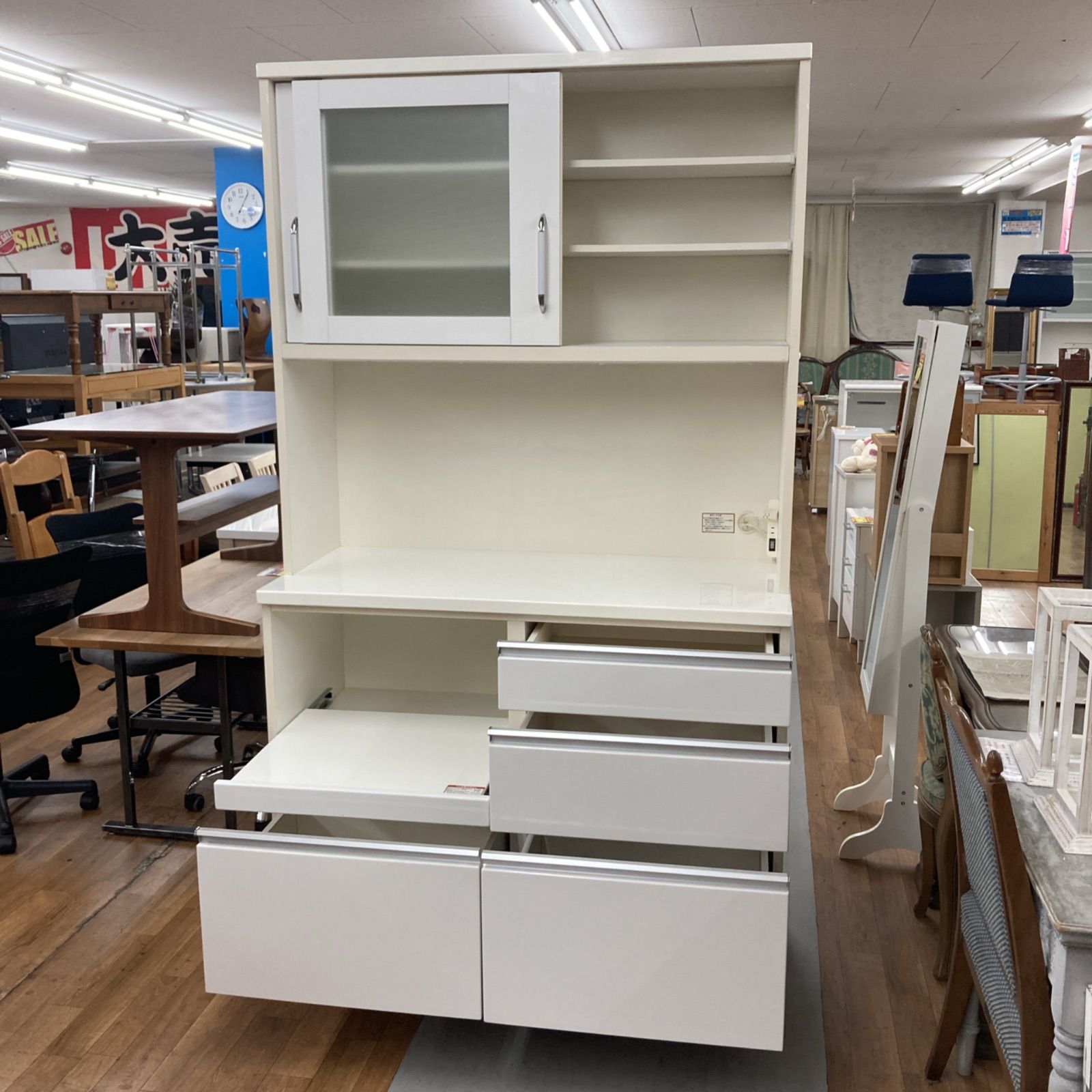 名古屋市近郊送料設置無料 S765 NITORI ニトリ キッチンボード 食器棚 大きめ炊飯器置場 幅120cm