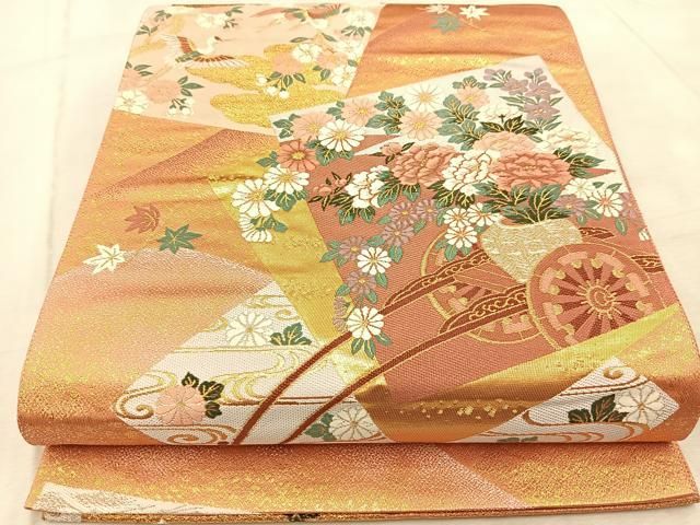 平和屋着物○六通柄袋帯 霞文 金銀糸 正絹 逸品 DAAT0424ob