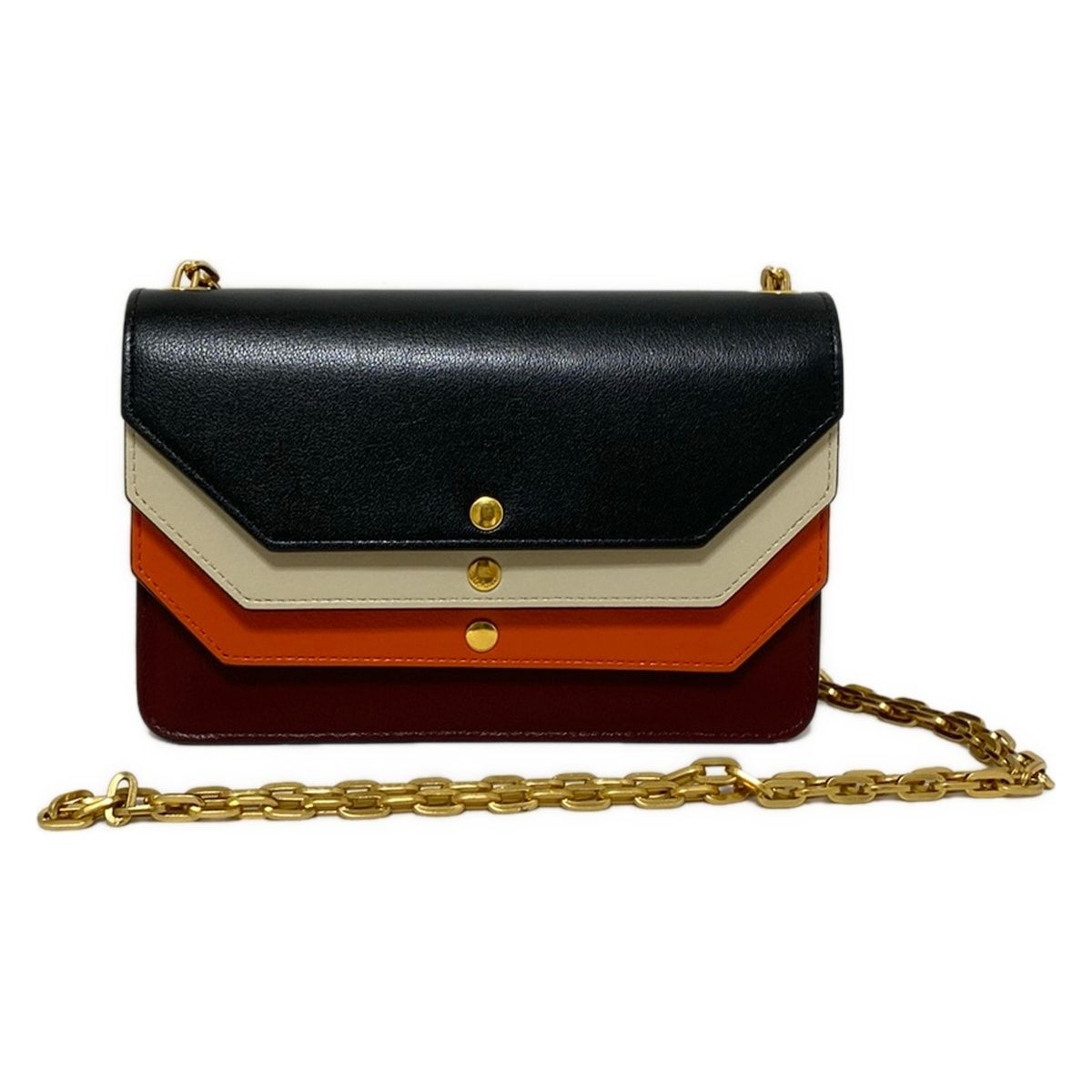 MULBERRY(マルベリー) 財布 - 黒×アイボリー×マルチ チェーン