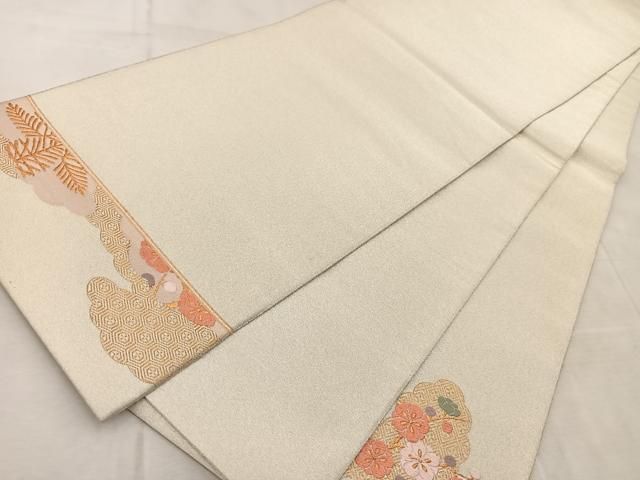 平和屋着物◎太鼓柄袋帯 唐織 綴れ 吉祥草花文 金糸 正絹 逸品