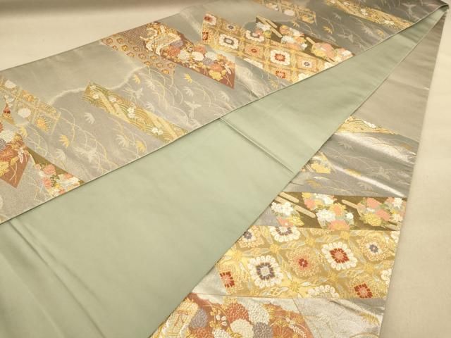 平和屋着物◎六通柄袋帯　唐織　草花文　金銀糸　正絹　逸品　AABI0917yx 平和屋着物◎六通柄袋帯 唐織 花丸文 金銀糸 正絹 逸品 AABI1179yxの
