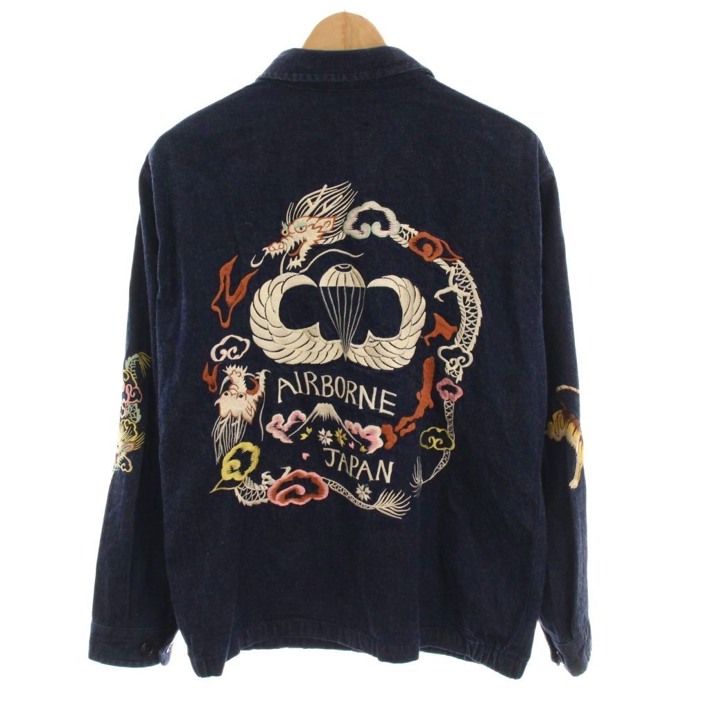 東洋エンタープライズ TOYO ENTERPRISE デニムジャケット ジップアップ 富士山 虎柄 龍 刺繍 M 紺 ネイビー TT10426 YM