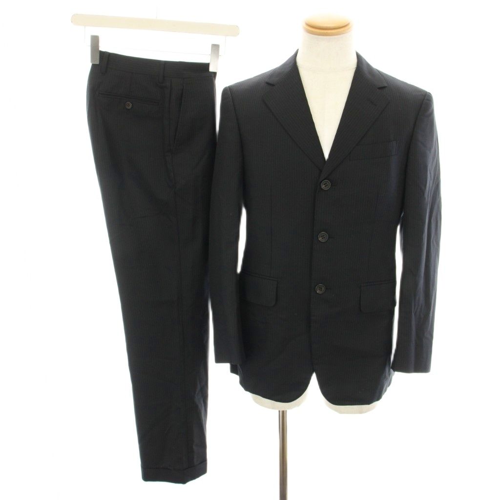 ポールスミス PAUL SMITH COLLECTION スーツ セットアップ 上下 テーラードジャケット シングル パンツ スラックス ストライプ柄 S 紺 ネイビー PC-PI-56400 YT