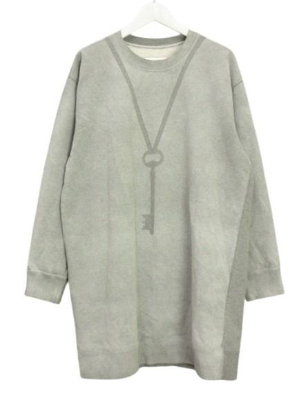 エムエムシックス メゾンマルジェラ MM6 Maison Margiela スウェット チュニック S グレー プリント ワンピース 長袖 AA
