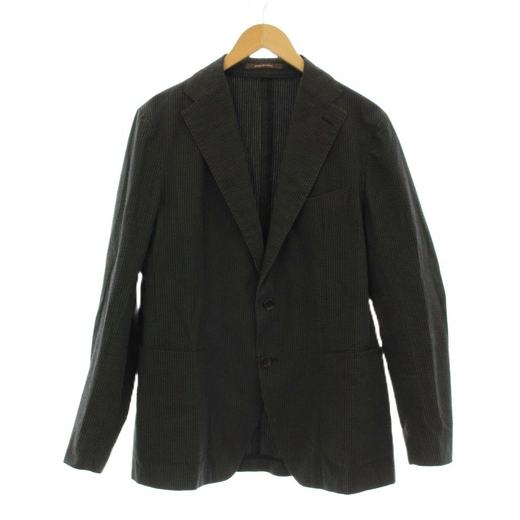 タリアトーレ TAGLIATORE G-DAKAR TAG11 シングルスーツ セットアップ シアサッカー テーラードジャケット パンツ ジップフライ ストライプ柄 50 黒 ブラック グレージュ 33UEZ006 KU