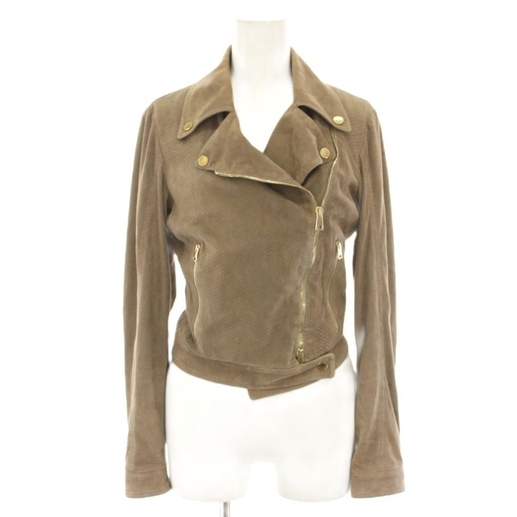 クルチアーニ cruciani ライダースジャケット ダブル アウター スエード ラムレザー 絹 シルク 38 ベージュ CS17.972 |YT BM