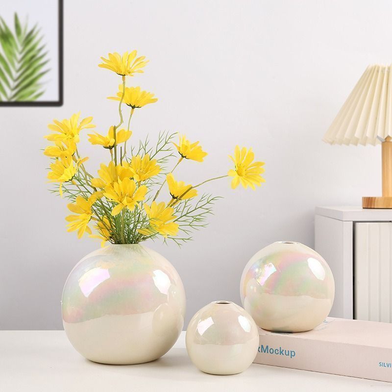 フラワーベース 花器 花瓶 3点セット セラミック 丸型 一輪挿し 観葉植物 おしゃれ クリエイティブ モダン シンプル 北欧 かわいい 感 飾り 卓上 装飾 インテリア 雑貨 リビング 玄関 テーブルデコレーション ホワイト