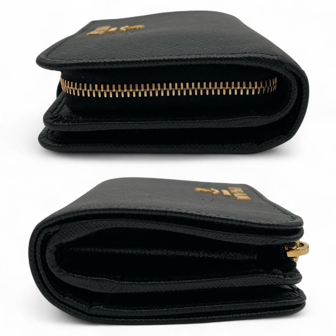 美品 正規品 PRADA サフィアーノ 1ML225 黒 ブラック プラダ財布 Y【新品同様】プラダ PRADA サフィアーノレザー メタル ブラック