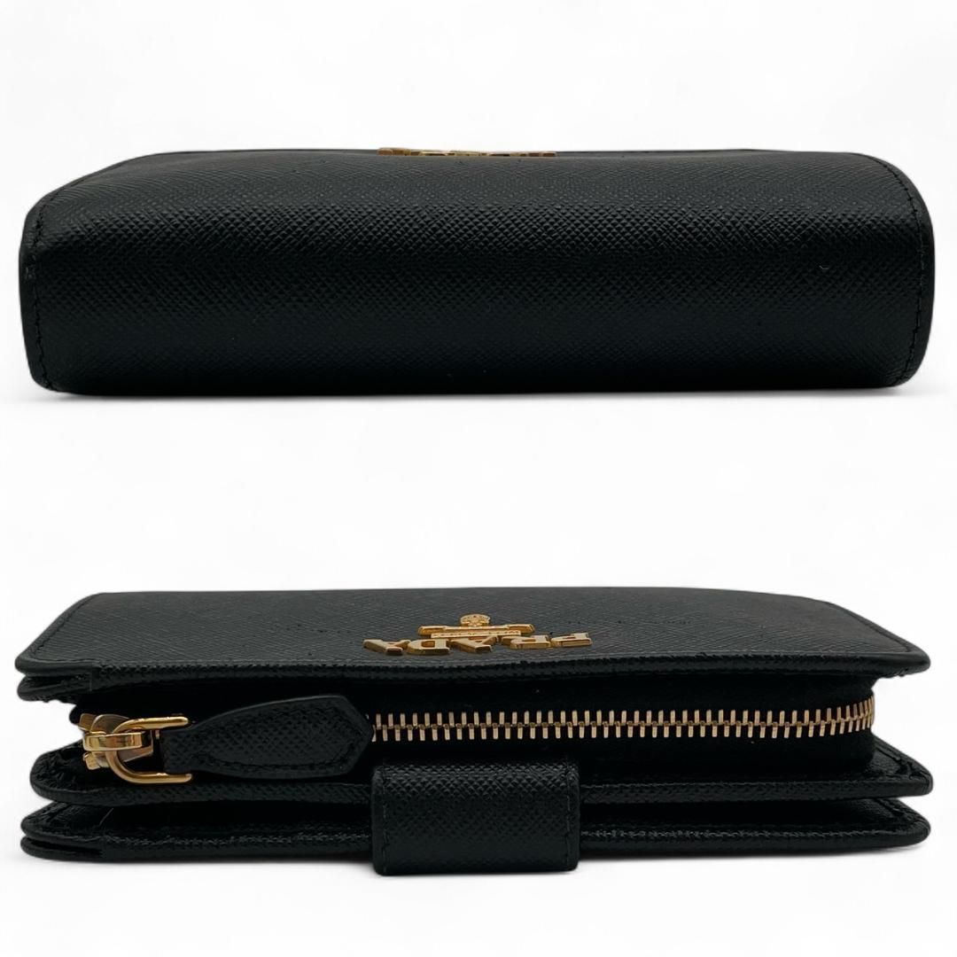 プラダ サフィアーノ メタル 二つ折り コンパクト ウォレット 1ML225 Y【新品同様】プラダ PRADA サフィアーノレザー メタル ブラック