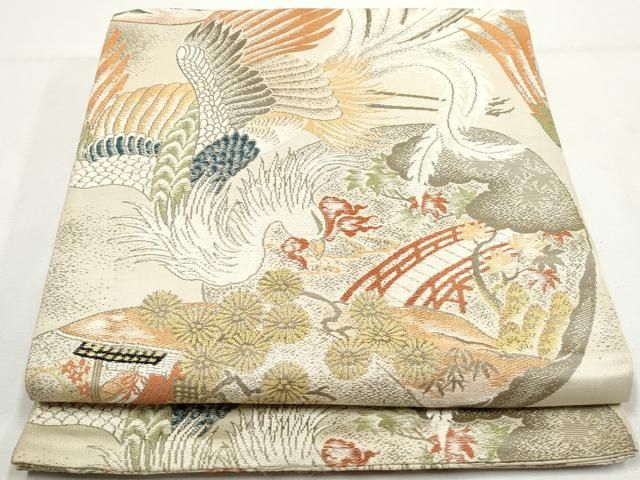 アンティーク大正ロマン扇子に金駒刺繍名古屋帯 全通柄 平和屋着物