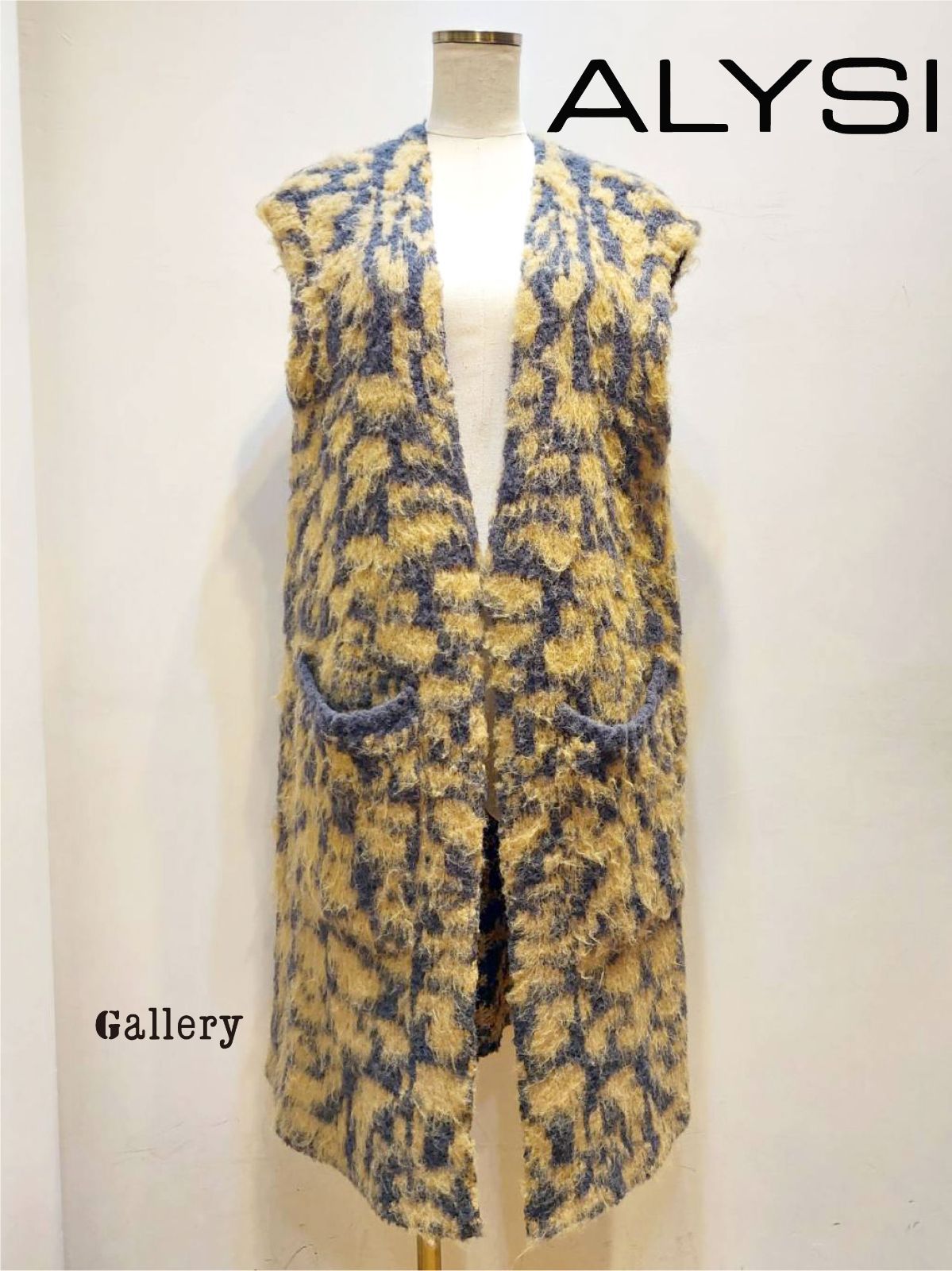 公式正規取扱い ALYSI アリジ ニットジレ ロングベスト ジレ ベスト レオパード