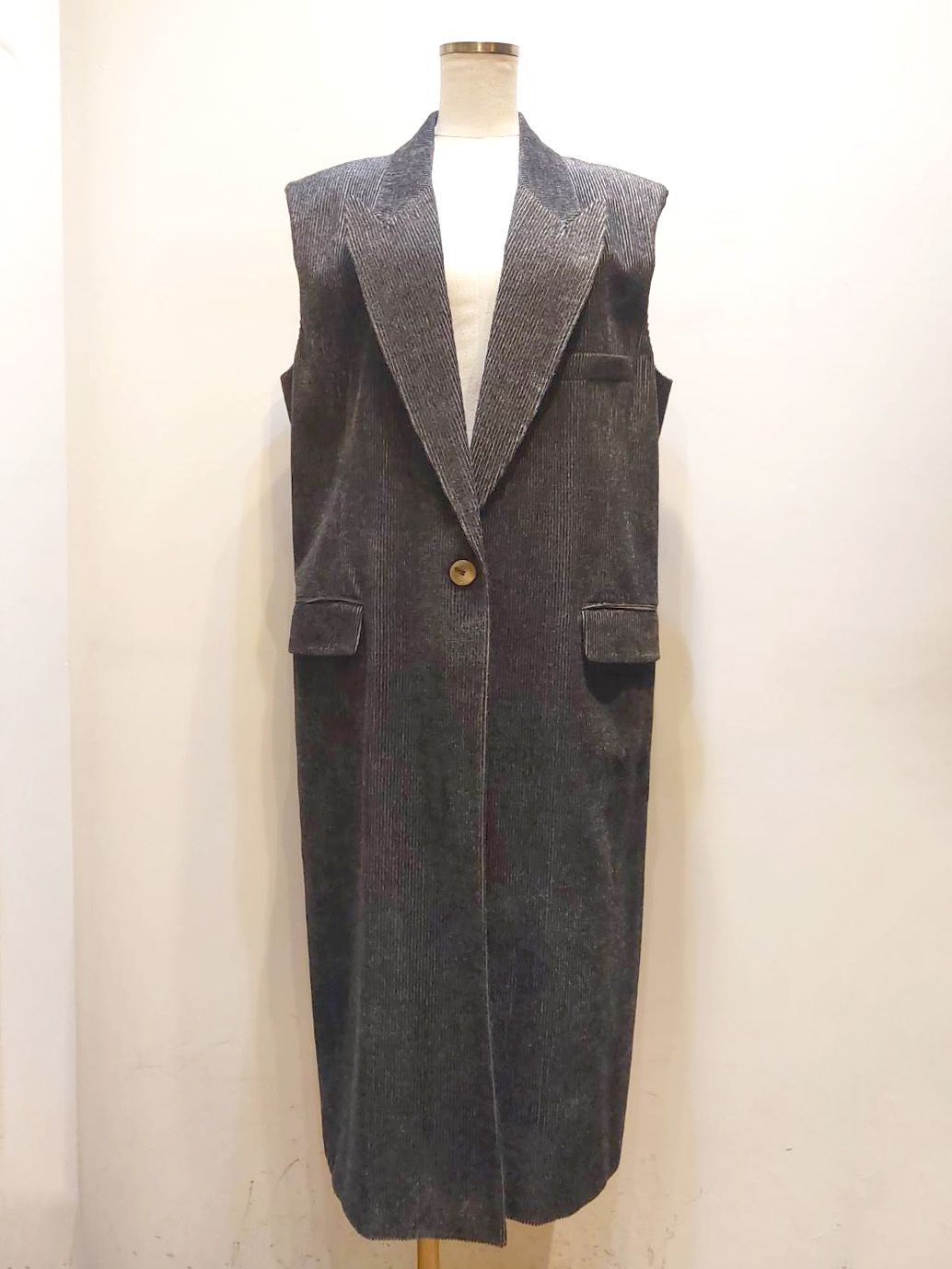 い ALYSI アリジ ロングジレ ベスト コーデュロイ