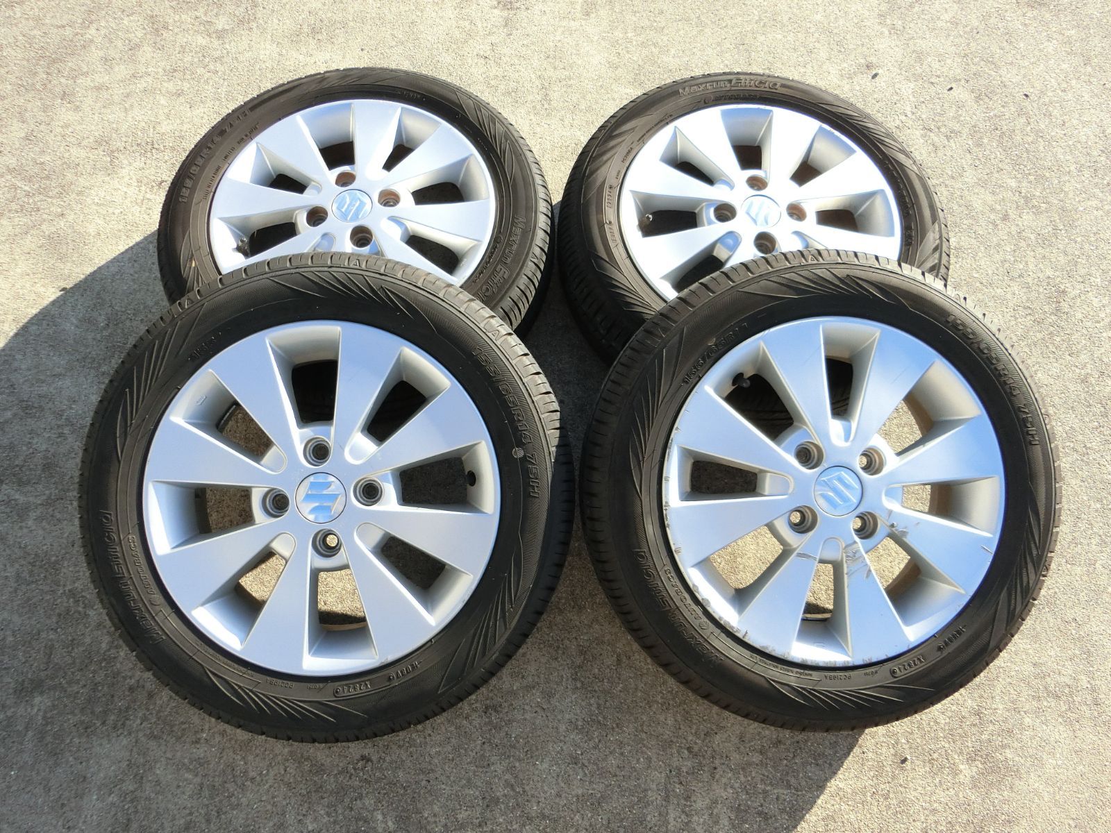 868 スズキ純正 14インチ アルミホイール 14×4.5J 45 PCD100 ハブ径 約54mm 4穴 4本セット 155|65R14 ワゴンR 外し