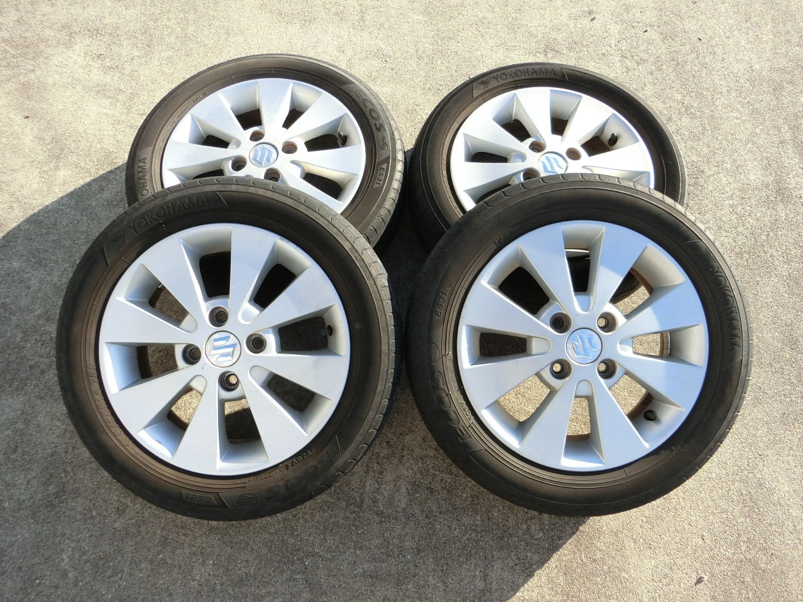 869 スズキ純正 14インチ アルミホイール 14×4.5J 45 PCD100 ハブ径 約54mm 4穴 4本セット 155|65R14 ワゴンR 外し