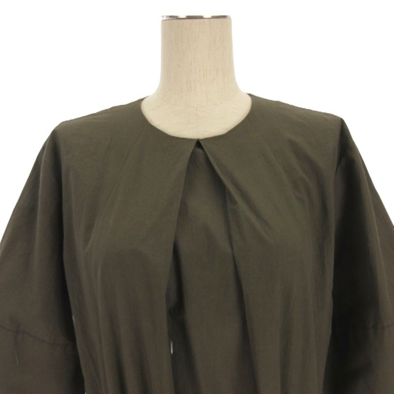 ジェイ-エムデヴィッドソン J-M Davidson フロントタックワンピース ロング 半袖 カーキ 6