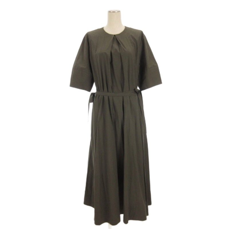 ジェイ-エムデヴィッドソン J-M Davidson フロントタックワンピース ロング 半袖 カーキ 6