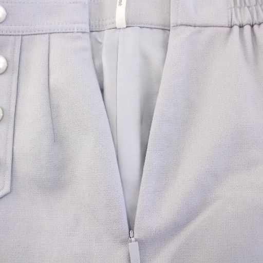 ルネ Rene ワイドパンツ スラックス ストレッチ ウール フェイクパール 装飾 34 水色 ライトブルー BB DECORATOM_COM_BR