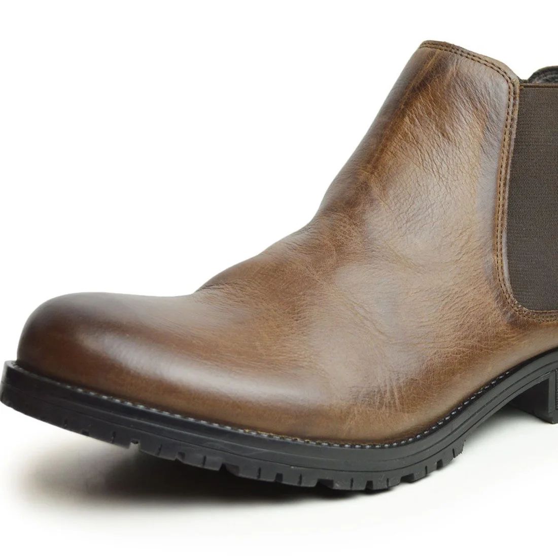 LEON 17908 DBR サイドゴアブーツ メンズ 本革 カジュアルシューズ 牛革 ミドルカット サイドゴア