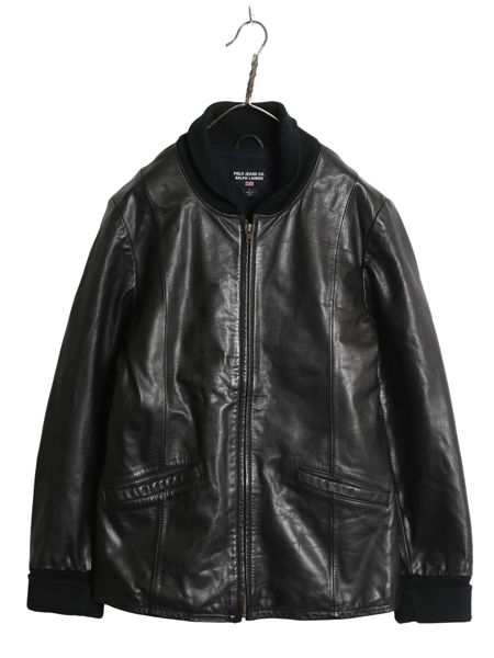 なクーポン配布中! ポロジーンズ ラルフローレン ショール 本革 レザー ジャケット レディース L メンズ M 革ジャン ファラオ ハーフ コート タイプ 黒