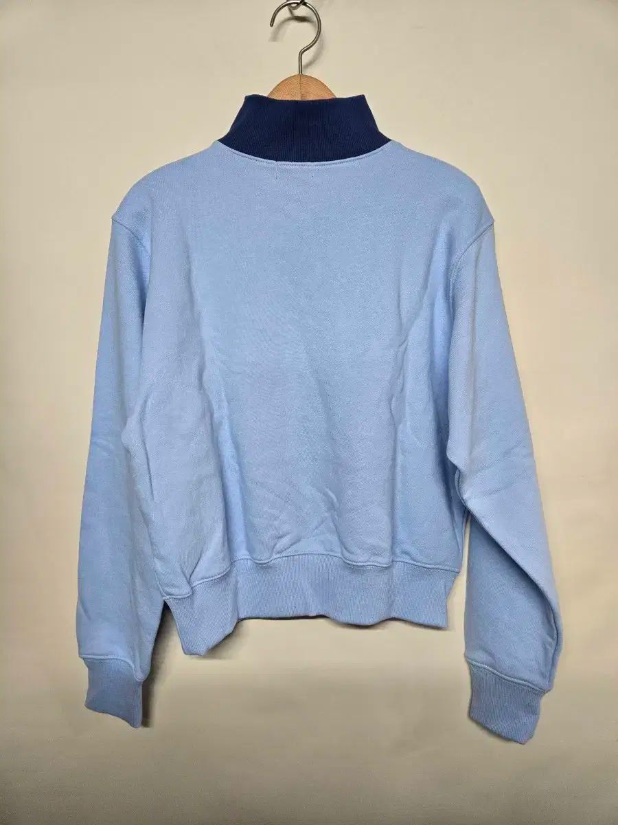 ポロ ラルフローレン ハーフジップアップ ブルー クロップド スウェット S