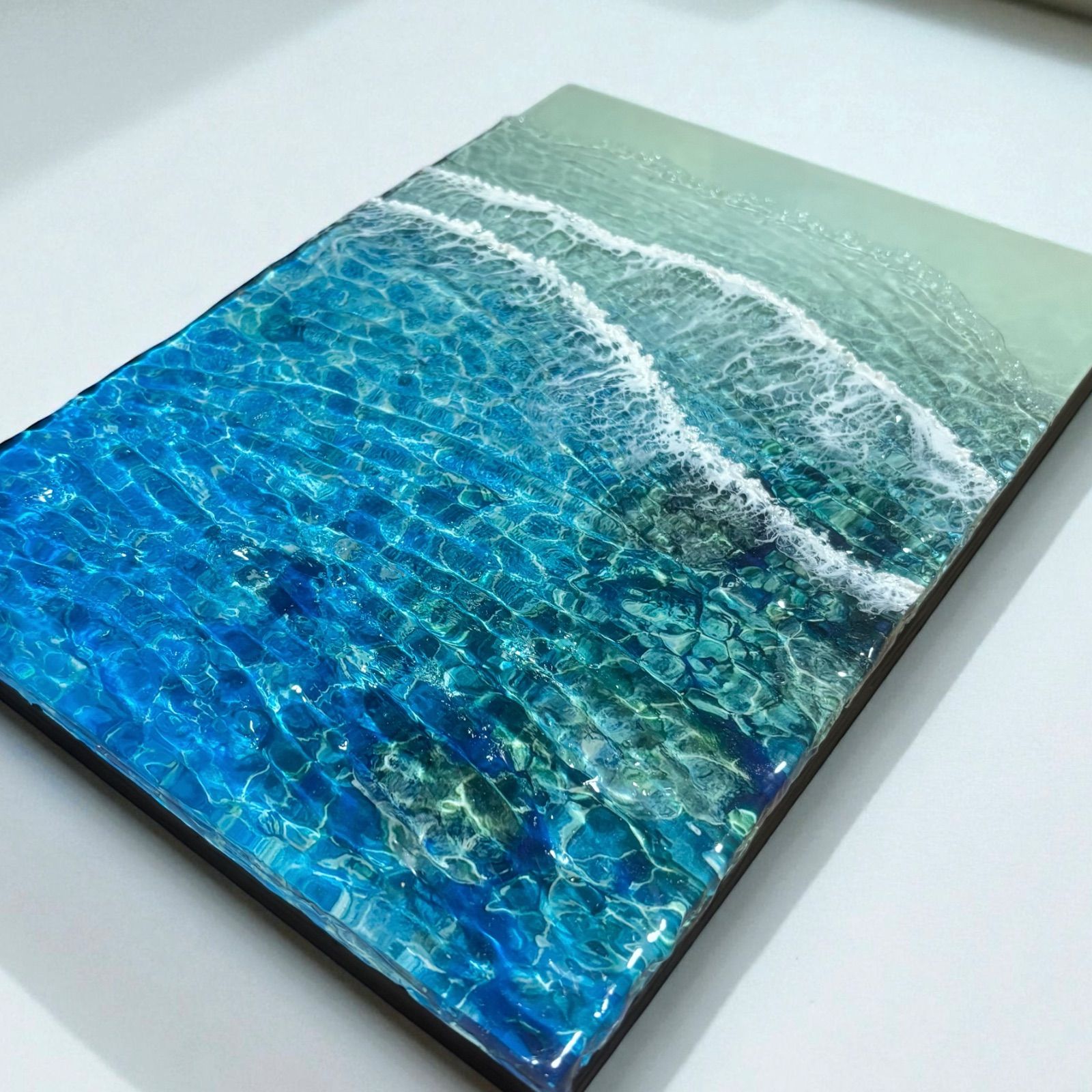 <傾斜厚盛りボード 浅瀬> 超立体 沖縄の海 レジンアートボード 美ら海 オーシャンアート N709