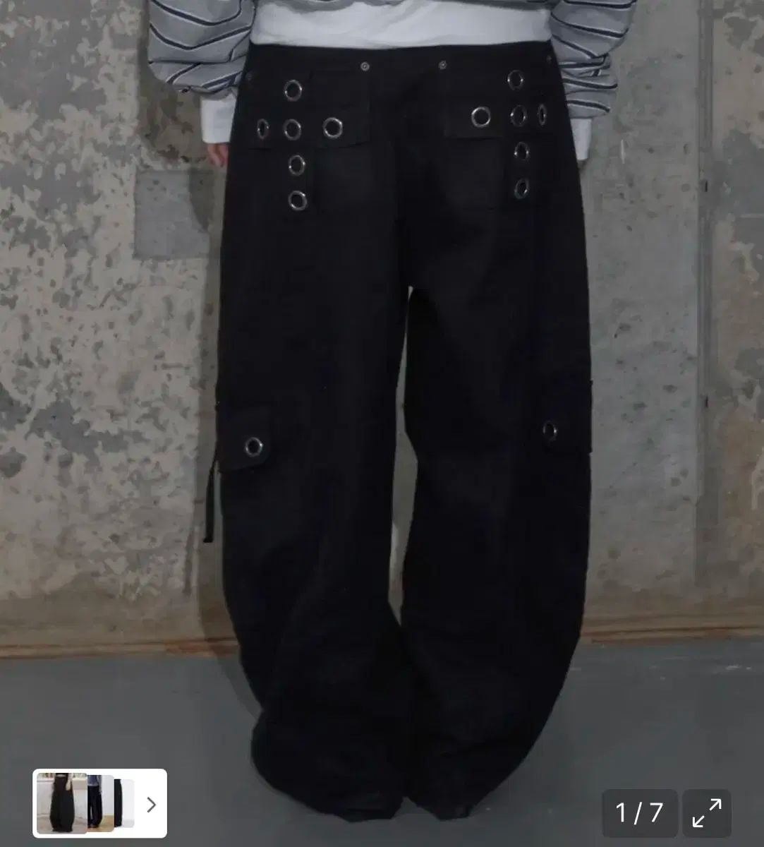 ファンシークラブ クロス ポケット カーゴ パンツ ブラック