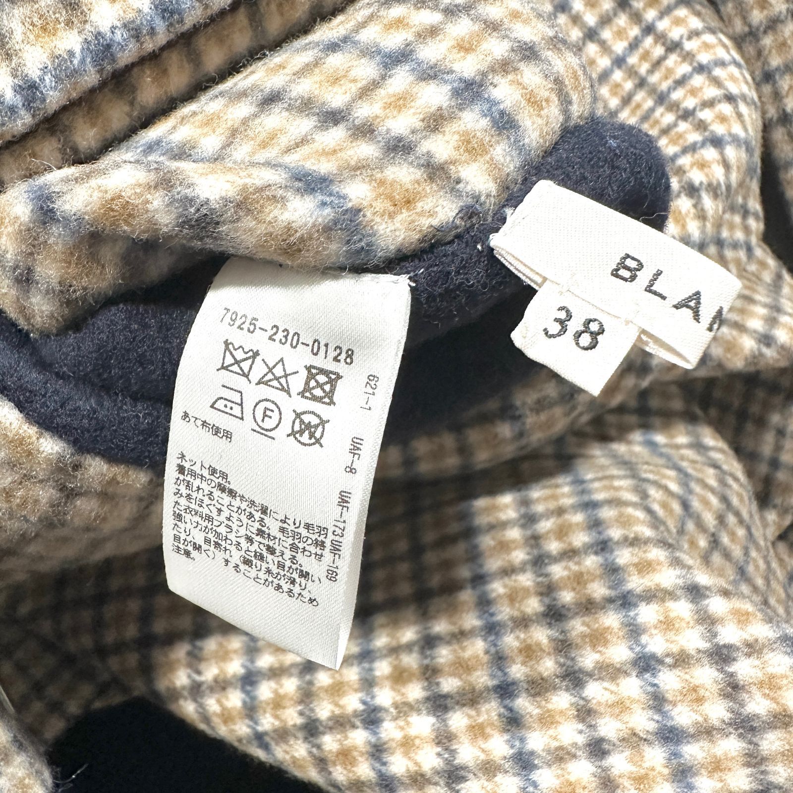 美品 BLAMINK ブラミンク ガングラブチェック フード コート リバー 