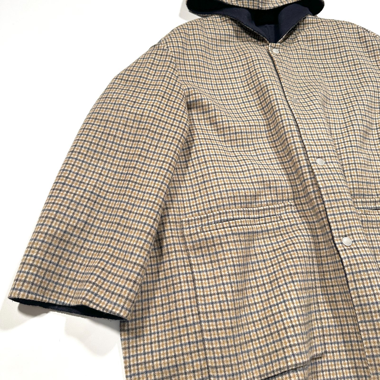 美品 BLAMINK ブラミンク ガングラブチェック フード コート リバー