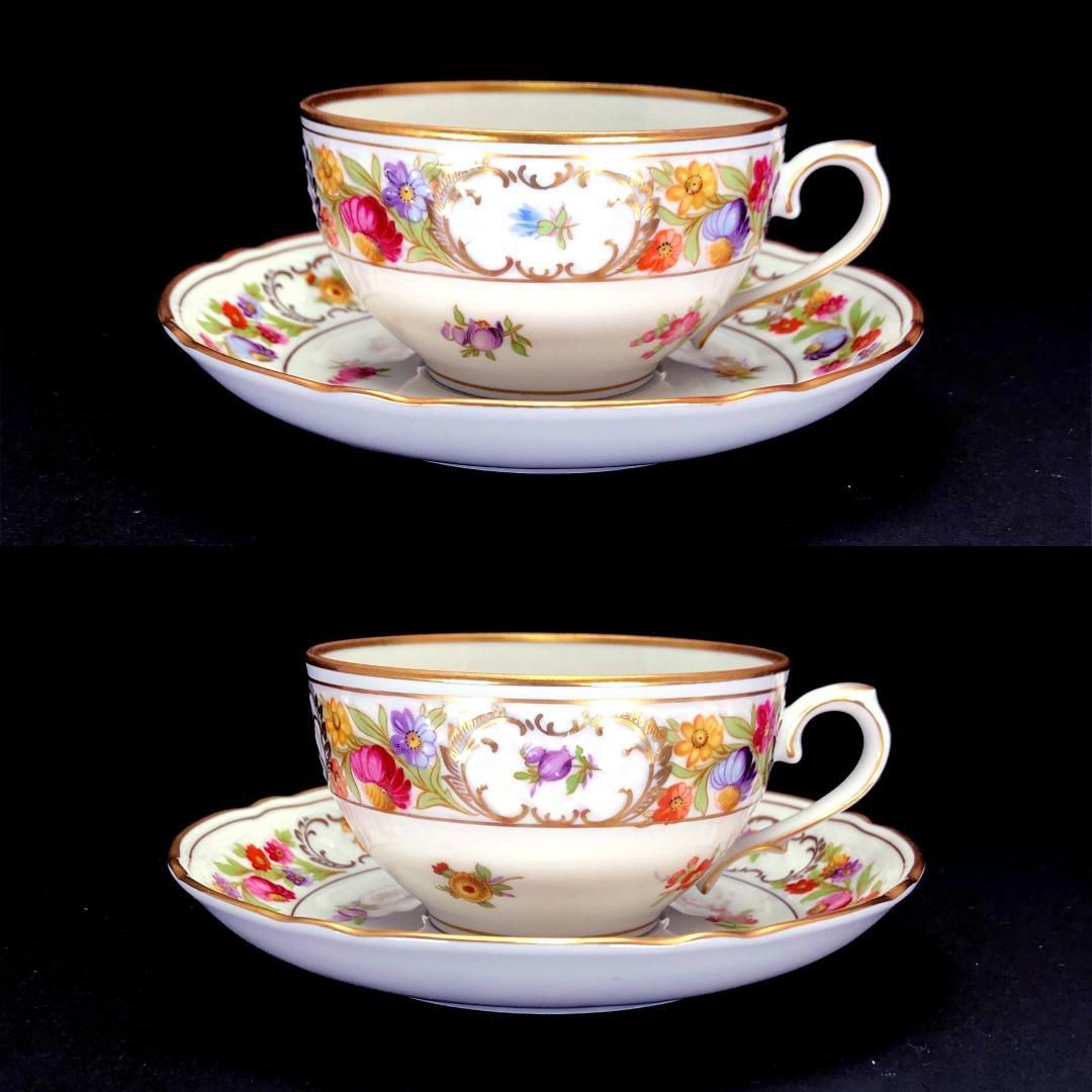 Schumann Bavaria シューマンババリア ドレスデンフラワー カップ＆ソーサー 皿 大 小 2セット 陶器 マルチ