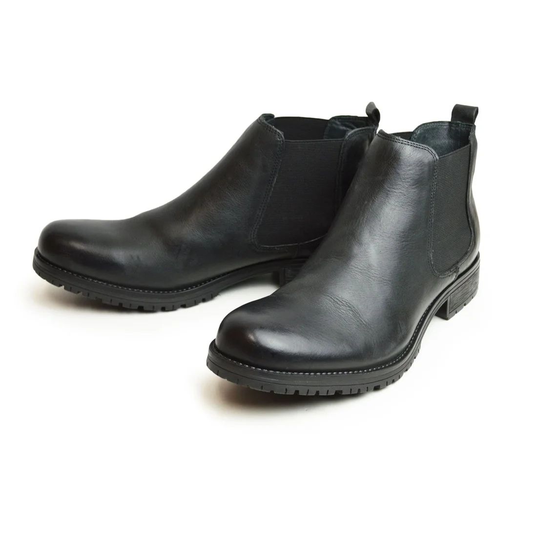 LEON 17908 BK サイドゴアブーツ メンズ 本革 カジュアルシューズ 牛革 ミドルカット サイドゴア