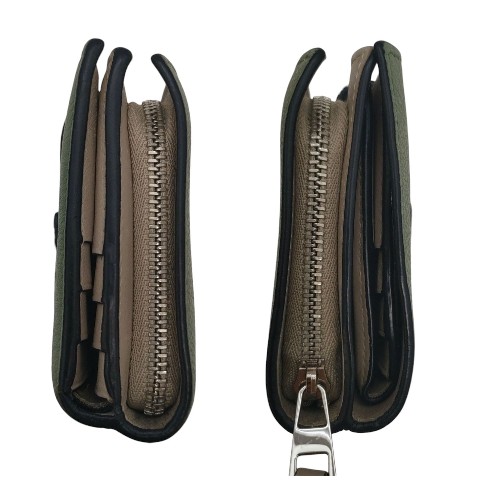 ロエベ 折り財布 コンパクトジップウォレット アナグラム グリーン