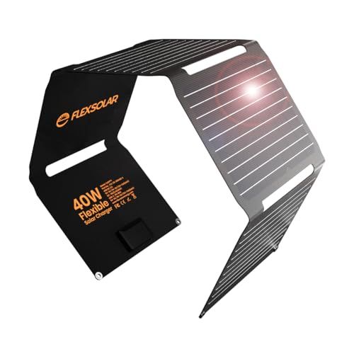 Flexsolar 40W ソーラーパネル小型 USB-C|USB-A|DC出力 ソーラー 充電器チャージャー折り畳み式 薄型超軽量太陽光パネル 防水 防塵地震 災害 停電対策 キャンプ アウトドア Phone|Pad|Android|LG 対応mp