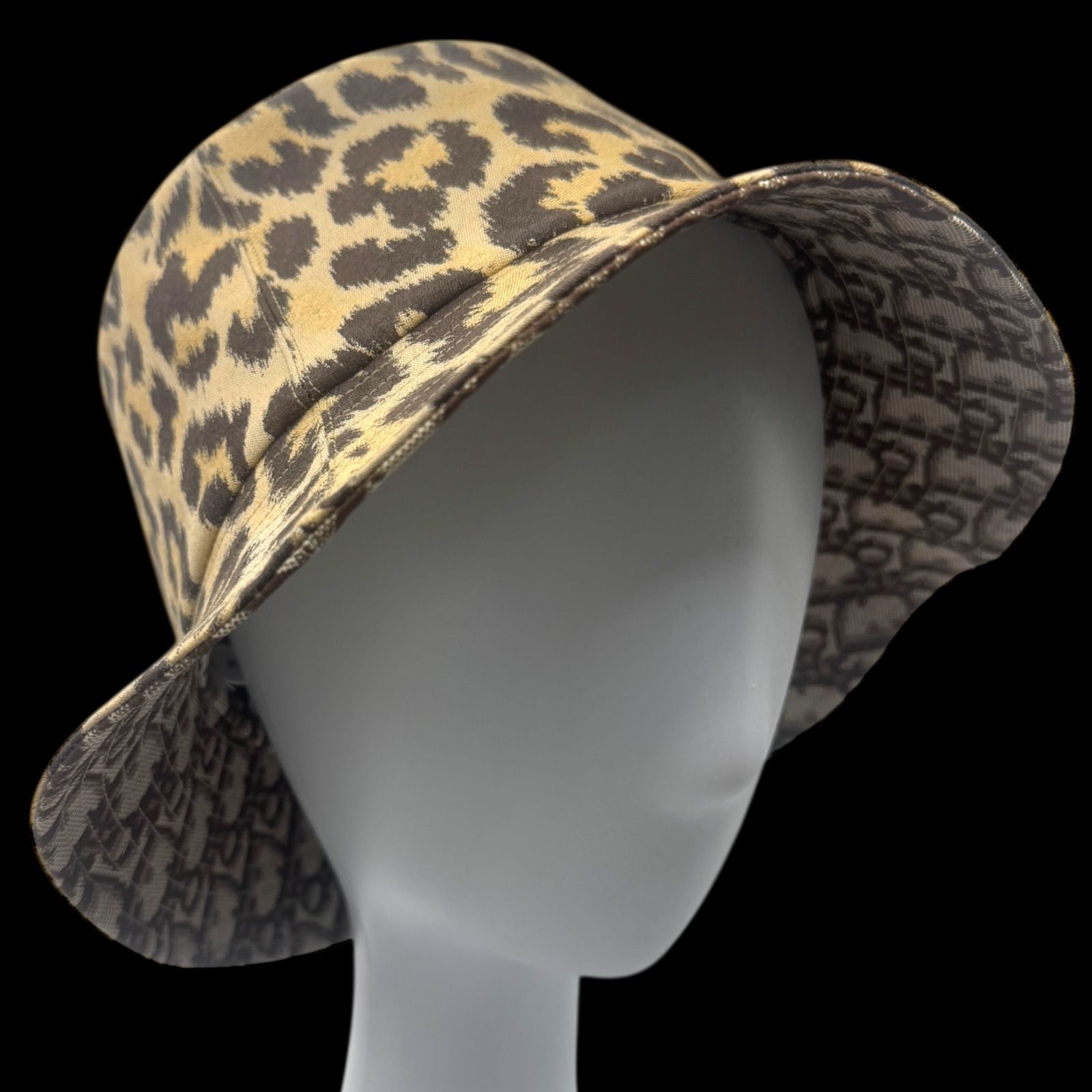 21AW Christian Dior クリスチャンディオール トロッター レオパード リバーシブル バケットハット 帽子 オブリーク サイズ58