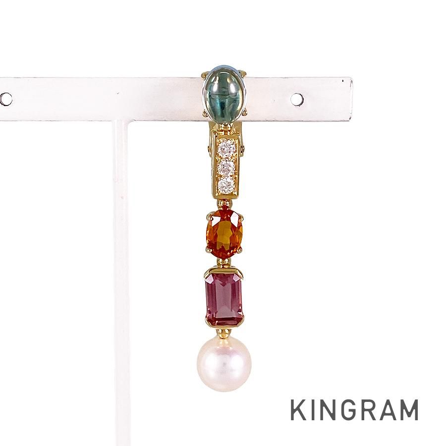 ブルガリ BVLGARI アレグラ K18YG ダイヤモンド パール マルチストーン ピアス ss