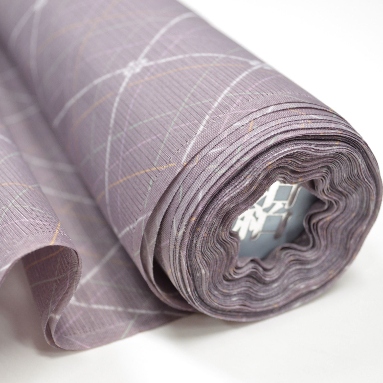 小紋 絽 反物 洗える着物 シルク風 ポリエステル 軽量 未仕立て パープル 総柄 夏 着尺 チェック 個性的 豪華 お手入れ簡単
