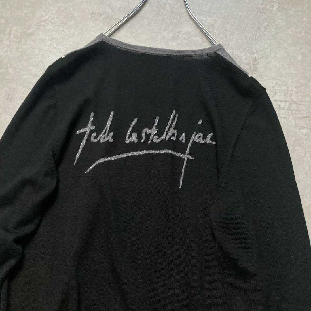  カステルバジャック スカーフ柄ニット セーター プルオーバー クルーネック 両面デザイン 黒 CASTELBAJAC 長袖 ニット セーター