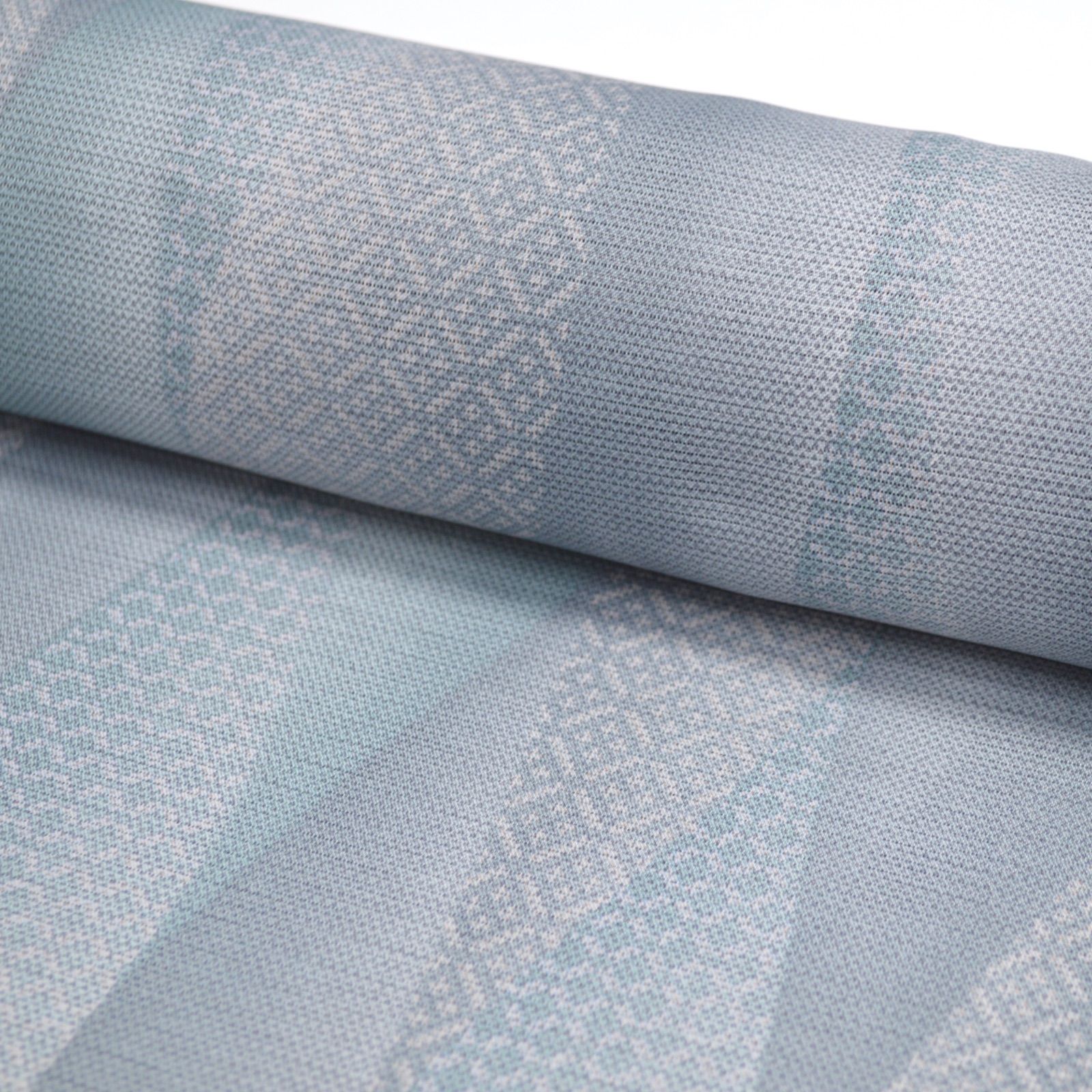 小紋 絽 反物 洗える着物 シルク風 ポリエステル 軽量 未仕立て ブルー 夏 着尺 総柄 個性的 豪華 お手入れ簡単