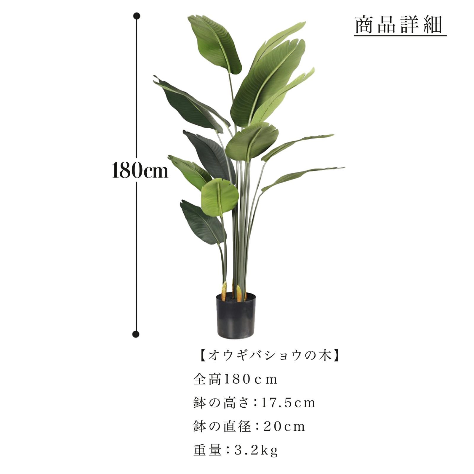  フェイクグリーン 観葉植物 リアル 人工観葉植物 高さ180 cm オウギバショウ お手入れ不要 人工観葉 フェイクグリーン フラワー ガーデニング