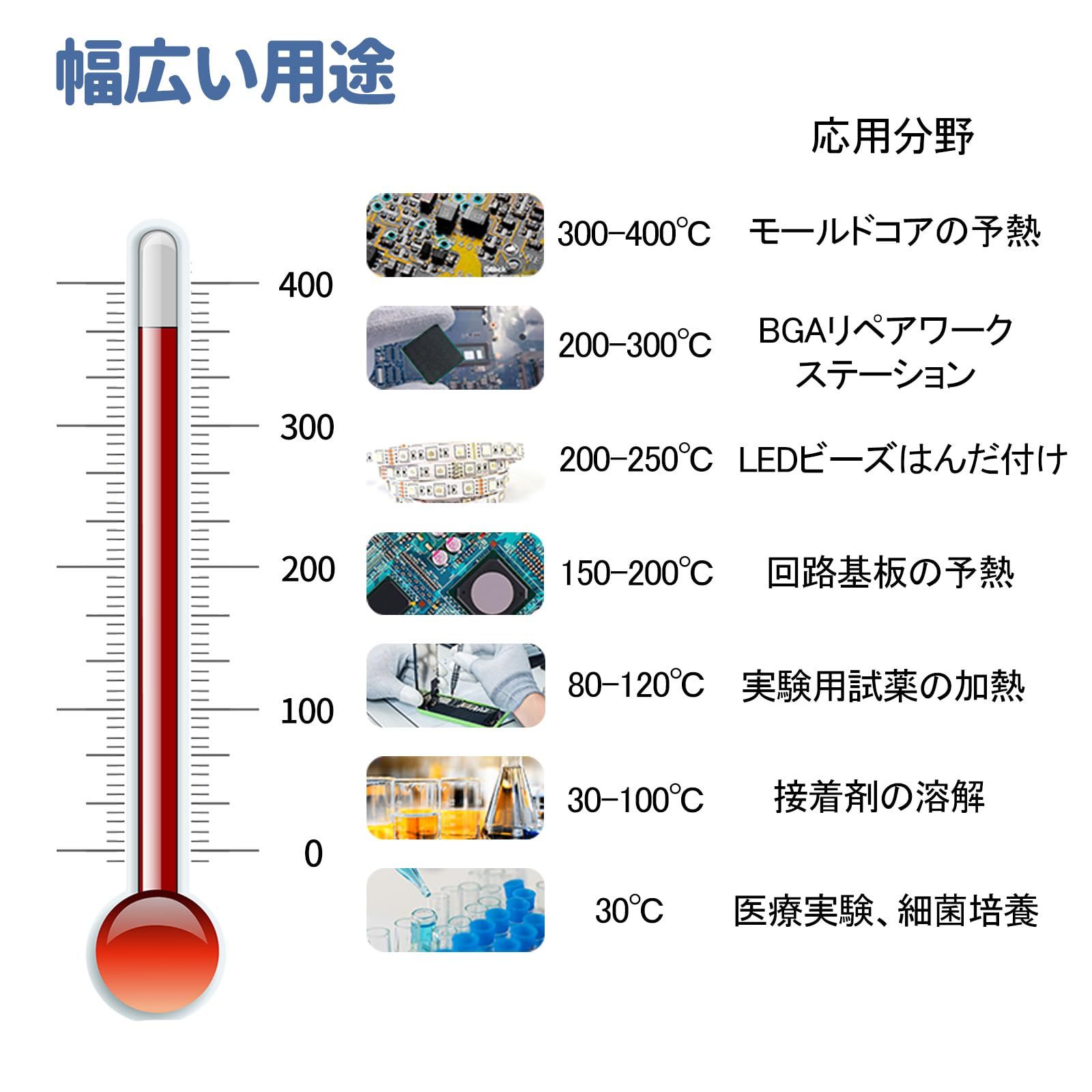 KLD恒温ホットプレート PCB予熱ステーション PID制御 室温~400 ℃ 110 v|850 w基板製作 加熱エリア 200*200 mm HRDEVELOPMENT_JP