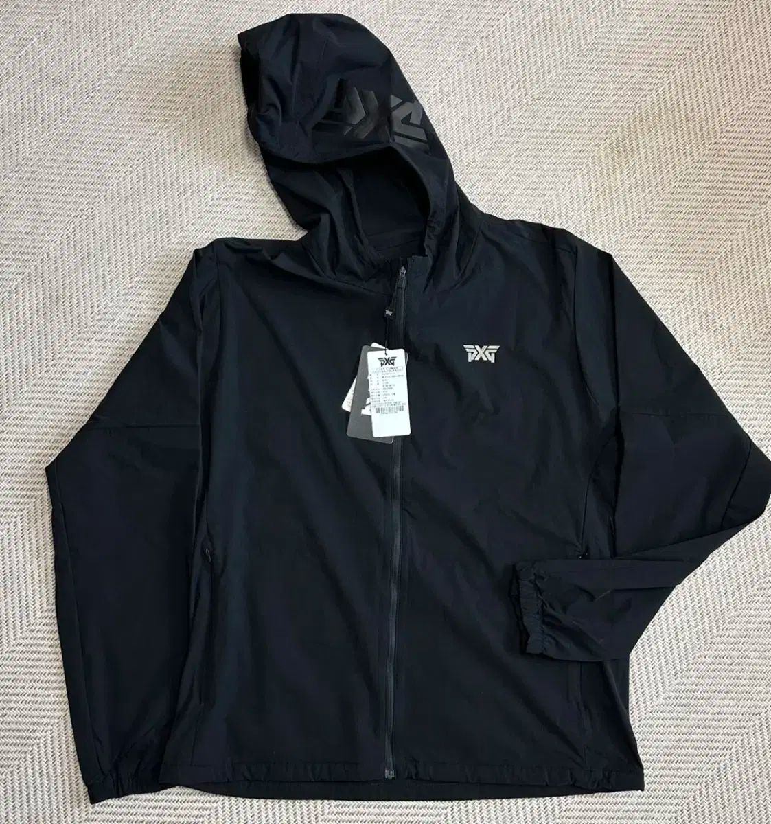 PXG ブラック フード ウィンドブレーカー ジャケット 韓国