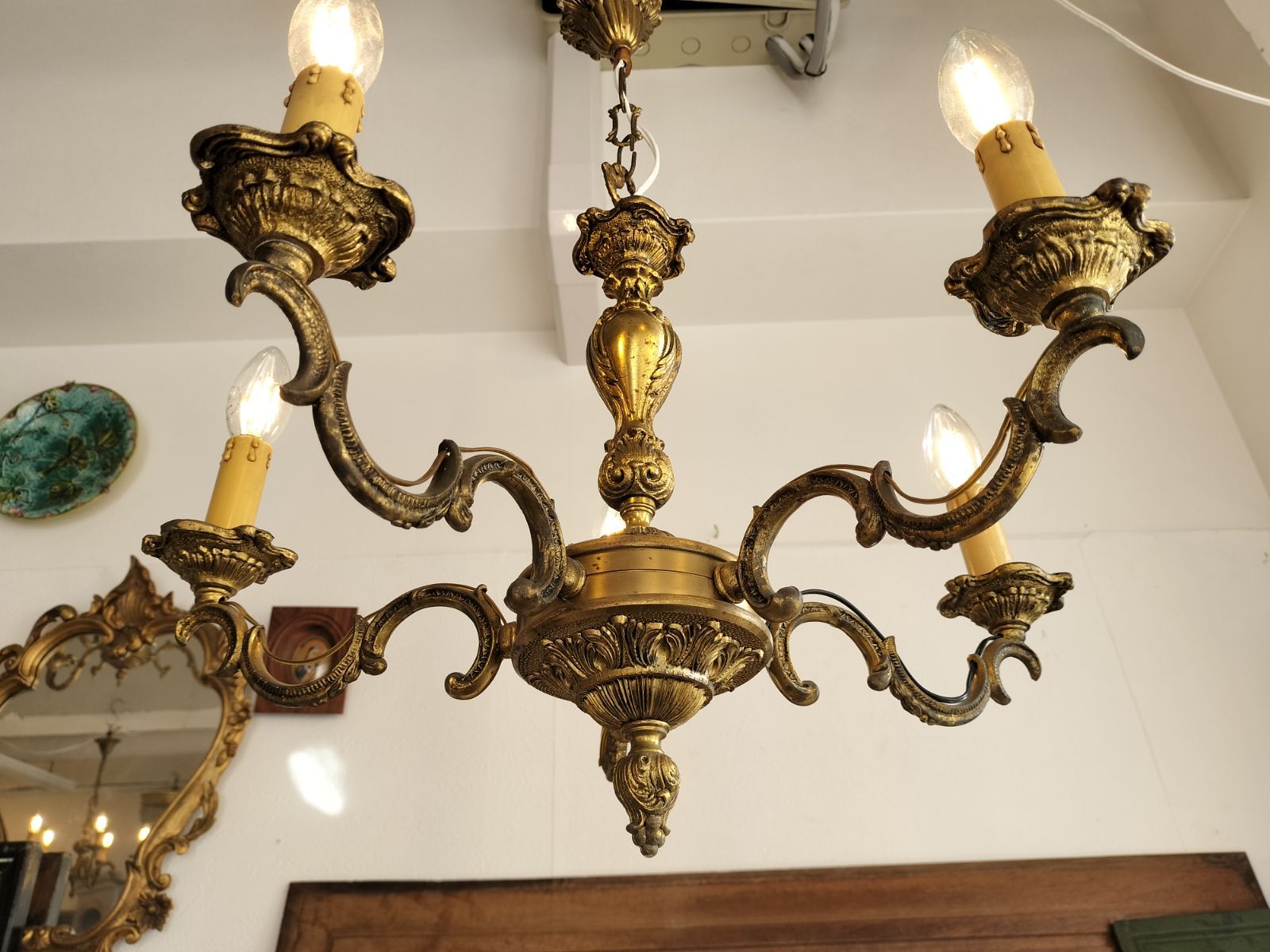 フランス アンティーク ブロンズ 装飾 シャンデリア ５灯 照明 ライト 店舗 NEXPOTALLINN_EU