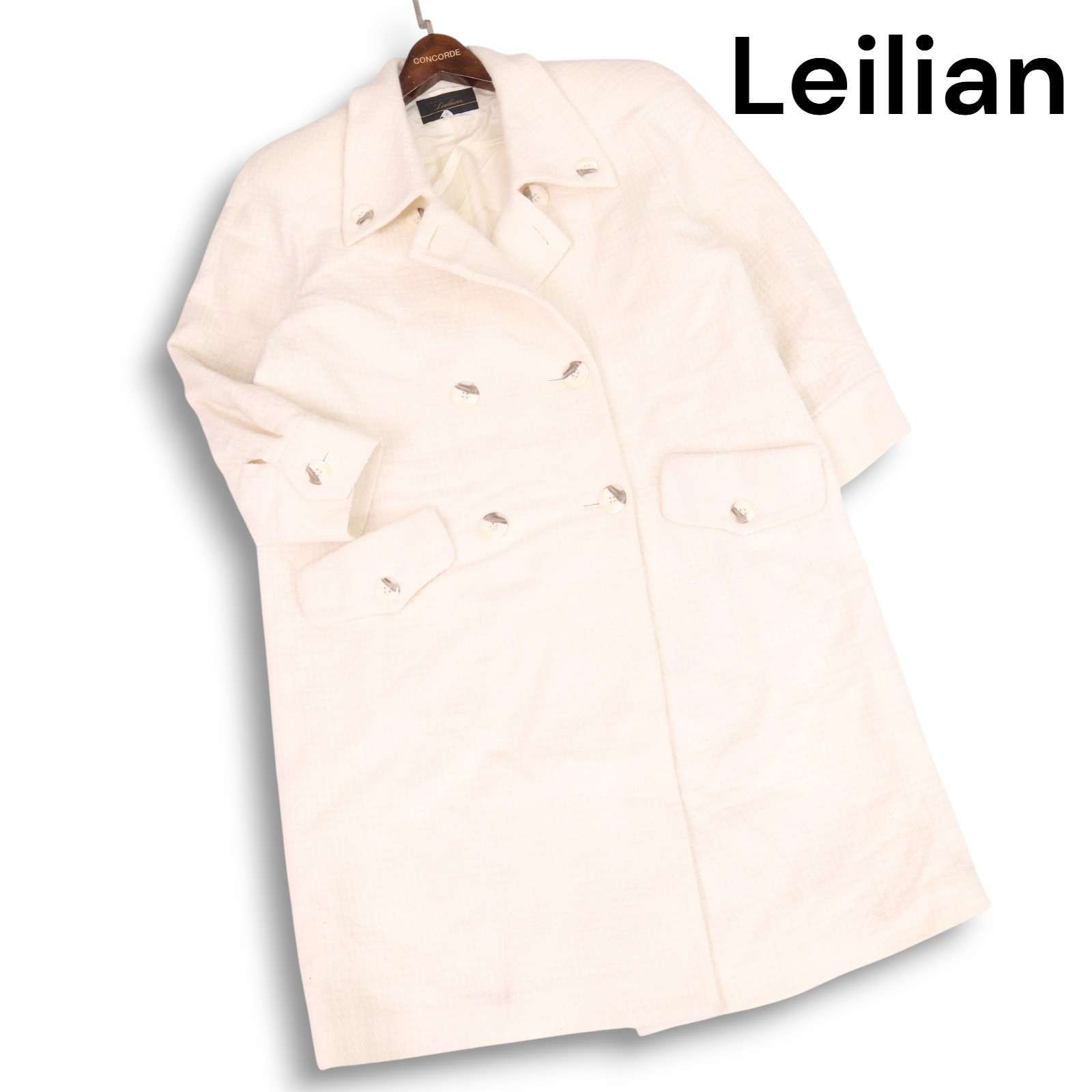 Leilian レリアン 9 フード付き コート ウール、アンゴラ混