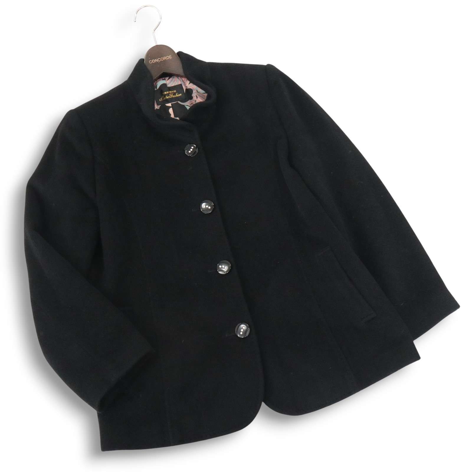 HIGH SENSE レディースFashionコートカシミア ブラック L ハイセンス 