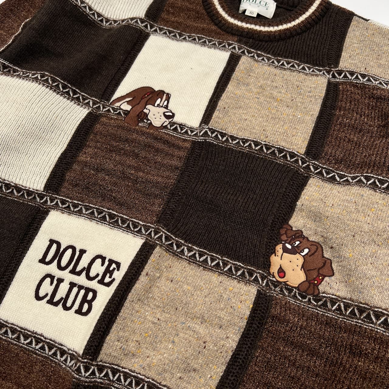 DOLCE CLUB ドルチェ クラブ ドッグ刺繍 デザイン ウールニット 