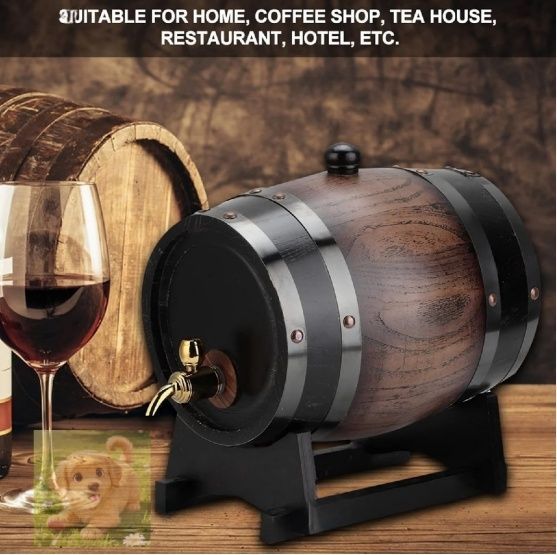 オーク熟成樽 3L ヴィンテージストライプブラックオーク赤ワイン樽樽バケットコンテナ 蛇口付き ブランデーウイスキー用