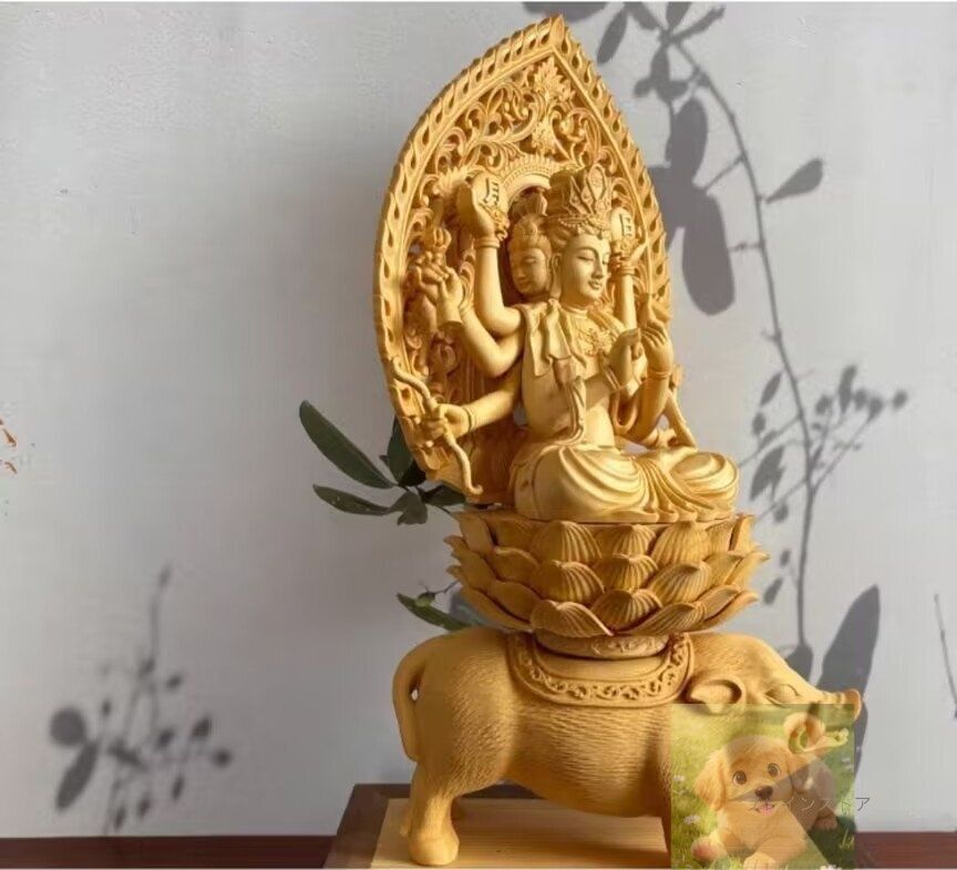 木彫りの仏像 摩利支天 木彫り 置物 摩利支天 騎猪像 守護神 座像 仏壇仏像 守護 祈る 厄除け まりしてん 摩里支菩薩