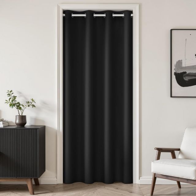 ブラック直径1インチのカーテンロッド:幅66~120インチの窓に適しています。調節可能なカーテンロッド、モダンなミニマリストデザイン ブラックレースカーテン 日本製 黒 出窓 腰高窓 掃き出し窓 【31206】