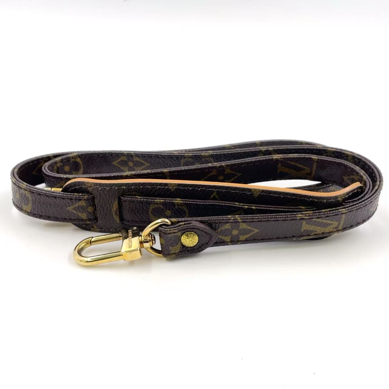 LOUIS VUITTON モノグラム ショルダーストラップ PVC ブラウン×ベージュ ゴールド J52315